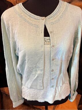 FYLO Light Blue Embellished Cardigan Set